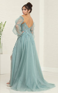 LA Merchandise LA8060 High lit Detachable Long Sleeves Pageant Gown - - Dress LA Merchandise