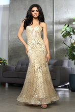Load image into Gallery viewer, LA Merchandise LA8061 Glitter Embellished Strapless Evening Gown - CHAMPAGNE - Dress LA Merchandise
