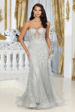Load image into Gallery viewer, LA Merchandise LA8061 Glitter Embellished Strapless Evening Gown - SILVER - Dress LA Merchandise