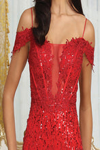 Load image into Gallery viewer, LA Merchandise LA8062 Lace Appliqued Sequin Corset Long Evening Dress - - Dress LA Merchandise