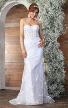 Load image into Gallery viewer, LA Merchandise LA8063B 3D Floral Applique Long Wedding Reception Dress - WHITE - Dress LA Merchandise