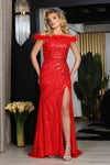Load image into Gallery viewer, LA Merchandise LA8064 Off Shoulder Feather Sequin Sexy Red Gala Gown - RED - Dress LA Merchandise