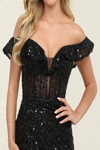 Load image into Gallery viewer, LA Merchandise LA8065 Off-Shoulder Sequin Red-Carpet Gown - - Dress LA Merchandise