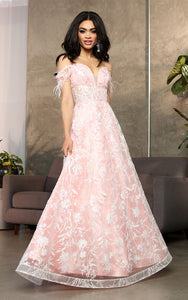 LA Merchandise LA8070 Glitter A-line Strappy Back Pageant Gown - BLUSH - Dress LA Merchandise