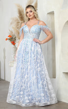 Load image into Gallery viewer, LA Merchandise LA8070 Glitter A-line Strappy Back Pageant Gown - DUSTY BLUE - Dress LA Merchandise