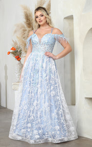 LA Merchandise LA8070 Glitter A-line Strappy Back Pageant Gown - DUSTY BLUE - Dress LA Merchandise