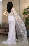 Load image into Gallery viewer, LA Merchandise LA8075 Side Cape Glitter Special Occasion Gown - - LA Merchandise