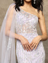 Load image into Gallery viewer, LA Merchandise LA8075 Side Cape Glitter Special Occasion Gown - - LA Merchandise