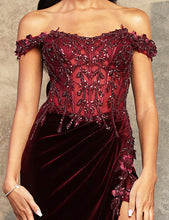 Load image into Gallery viewer, LA Merchandise LA8085 Corset Bone Embroidered Velvet Prom Gown - - Dress LA Merchandise