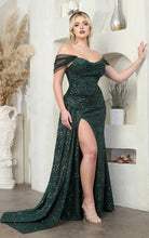 Load image into Gallery viewer, LA Merchandise LA8090 Cowl Neck Sequin Special Occasion Plus Size Gown - HUNTER GREEN - Dress LA Merchandise