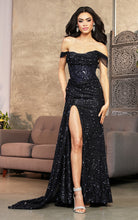 Load image into Gallery viewer, LA Merchandise LA8090 Cowl Neck Sequin Special Occasion Plus Size Gown - NAVY BLUE - Dress LA Merchandise