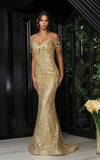 Load image into Gallery viewer, LA Merchandise LA8094 Cold Shoulder Embellished Prom Formal Gown - GOLD - Dress LA Merchandise