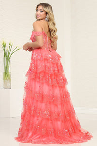 LA Merchandise LA8115 Layered Ruffle Corset Embellished Gala Gown - - Dress LA Merchandise