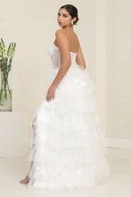 Load image into Gallery viewer, LA Merchandise LA8142B Ruffle Corset White Layered Bridal Slit Gown - - Dress LA Merchandise