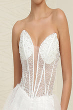 Load image into Gallery viewer, LA Merchandise LA8142B Ruffle Corset White Layered Bridal Slit Gown - - Dress LA Merchandise