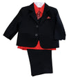 Load image into Gallery viewer, LA Merchandise LA8225 Handsome 5 piece Boys Suit Set with Tie &amp; Vest - Black Red - Boys suits LA Merchandise