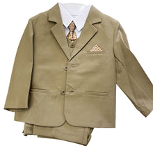Load image into Gallery viewer, LA Merchandise LA8226 5 piece Classic Boys Solid Suit Set - TAN GOLD - Boys suits LA Merchandise