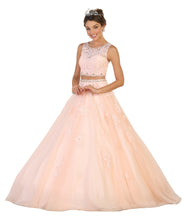 Load image into Gallery viewer, LA Merchandise LA90 Two Piece Floral Embroidery Quince Ball Gown - BLUSH - LA Merchandise