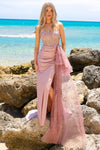 Load image into Gallery viewer, LA Merchandise LAA3010 Strapless Sheer Bodice Formal Gown with Slit - DUSTY ROSE - Dress LA Merchandise
