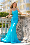 Load image into Gallery viewer, LA Merchandise LAA3012 Cowl Neck Stretchy Evening Gown - TURQUOISE - Dress LAA
