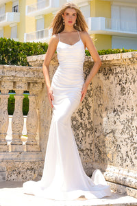 LA Merchandise LAA3012 Cowl Neck Stretchy Evening Gown - WHITE - Dress LA Merchandise
