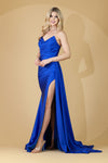 Load image into Gallery viewer, LA Merchandise LAA3013 Simple Ruch Strapless Formal Dress W/ Side Cape - ROYAL BLUE - Dress LA Merchandise