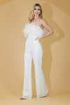Load image into Gallery viewer, LA Merchandise LAA3019 Strapless Feather Sequin Embellished Jumpsuit - - Dress LAA