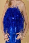 Load image into Gallery viewer, LA Merchandise LAA3019 Strapless Feather Sequin Embellished Jumpsuit - - Dress LAA
