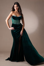 Load image into Gallery viewer, LA Merchandise LAA5051 Cowl Neck Velvet Prom Evening Corset Gown - EMERALD GREEN - Dress LA Merchandise