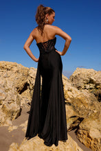 Load image into Gallery viewer, LA Merchandise LAA5054 Black Strapless Corset Slit Prom Evening Gown - - Dress LA Merchandise