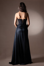 Load image into Gallery viewer, LA Merchandise LAA5054 Black Strapless Corset Slit Prom Evening Gown - - Dress LA Merchandise