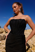 Load image into Gallery viewer, LA Merchandise LAA5054 Black Strapless Corset Slit Prom Evening Gown - - Dress LA Merchandise
