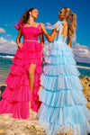 Load image into Gallery viewer, LA Merchandise LAA6125 Self-Tie Strap Tiered Ruffled A-line Prom Dress - - Dress LA Merchandise