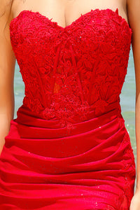 LA Merchandise LAA7031 Strapless High Slit Prom Glitter Jersey Dress - - Dress LA Merchandise