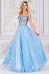 Load image into Gallery viewer, LA Merchandise LAA7040 Corset Bone A-line Strappy Back Prom Gown - BABY BLUE - Dress LA Merchandise