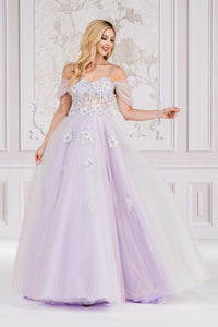 LA Merchandise LAA7044 A-line Multi Color Corset Pageant Formal Gown - LILAC - Dress LA Merchandise