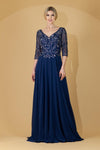 Load image into Gallery viewer, LA Merchandise LAA7046 V-Neck Beaded Embellished Long Gown - - Dress LA Merchandise