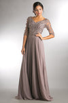 Load image into Gallery viewer, LA Merchandise LAA7046 V-Neck Beaded Embellished Long Gown - ROSY BROWN - Dress LA Merchandise