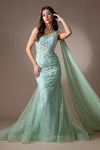 Load image into Gallery viewer, LA Merchandise LAA7048 One Shoulder Lace Applique Prom Formal Gown - SAGE - LA Merchandise
