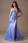 Load image into Gallery viewer, LA Merchandise LAA7051 Corset Mermaid Special Occasion Strapless Gown - PERIWINKLE - Dress LA Merchandise