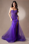 Load image into Gallery viewer, LA Merchandise LAA7051 Corset Mermaid Special Occasion Strapless Gown - PURPLE - Dress LA Merchandise