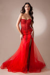 Load image into Gallery viewer, LA Merchandise LAA7051 Corset Mermaid Special Occasion Strapless Gown - RED - Dress LA Merchandise