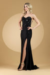 Load image into Gallery viewer, LA Merchandise LAA7052 Fitted Sweetheart Embroidered Corset Gown - BLACK - Dress LA Merchandise