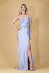 Load image into Gallery viewer, LA Merchandise LAA7052 Fitted Sweetheart Embroidered Corset Gown - PERIWINKLE - Dress LA Merchandise