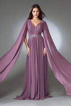 Load image into Gallery viewer, LA Merchandise LAAAC0011 Cape Sleeves V-neck Long Evening Gown - - LA Merchandise