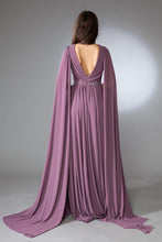 Load image into Gallery viewer, LA Merchandise LAAAC0011 Cape Sleeves V-neck Long Evening Gown - - LA Merchandise