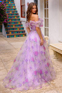 LA Merchandise LAAAG0103 Floral Chiffon A-line Prom Formal Dress - - Dress LA Merchandise