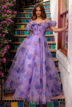 Load image into Gallery viewer, LA Merchandise LAAAG0103 Floral Chiffon A-line Prom Formal Dress - PURPLE - Dress LA Merchandise