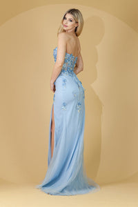 LA Merchandise LAABZ9019 Shimmering Fitted Sweetheart Floral Prom Gown - - Dress LA Merchandise