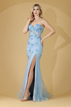 Load image into Gallery viewer, LA Merchandise LAABZ9019 Shimmering Fitted Sweetheart Floral Prom Gown - BABY BLUE - Dress LA Merchandise